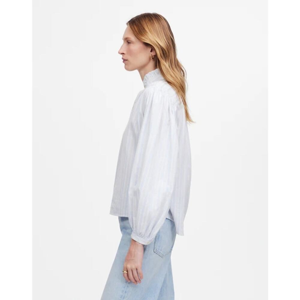 NWT Madewell Ruffled Popover Top in Stripe Size XL - Picture 5 of 10